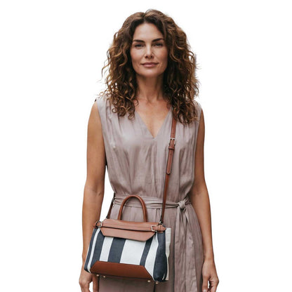 Canvas & Leather Satchel Biagini sold at Aqualta