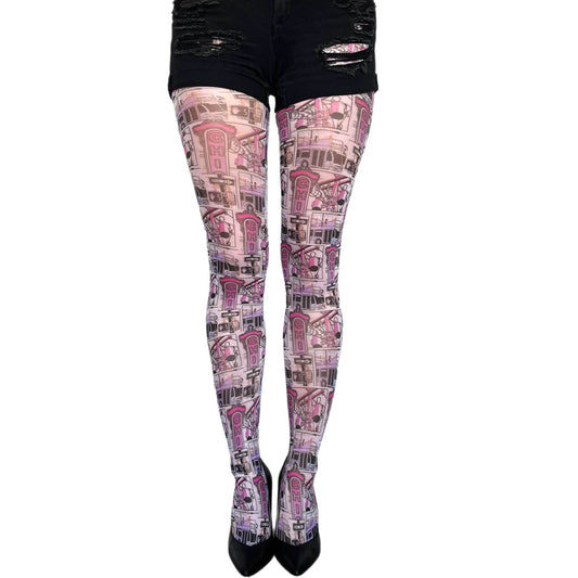 Wear Chicago Street Art Patterned Tights Colorful by Mosher
