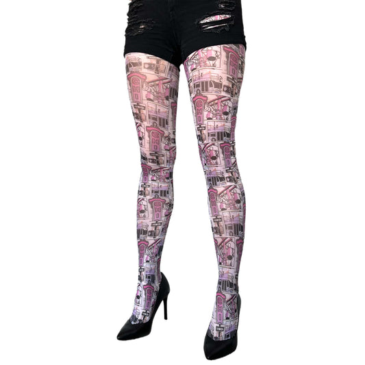 Chicago Street Art Patterned Tights Colorful by Mosher