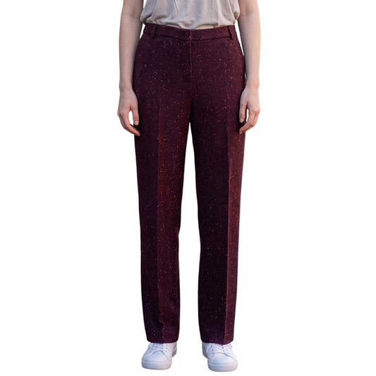 Bordeaux tweed chino trousers for women by Goodmatch with a straight tailored silhouette, sold at Aqualta.