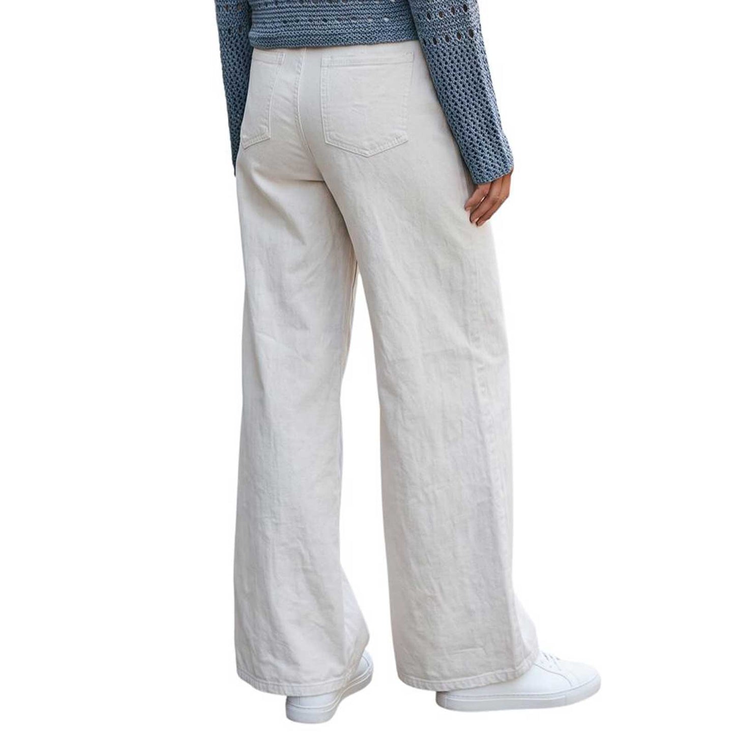 Coated Off White Denim Flare cut Shaft Jean sold at Aqualta 2