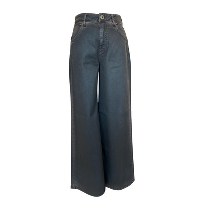 Front picture Coated finish Flare Brown Japan Denim high waist Shaft Jean for women sold at Aqualtawear