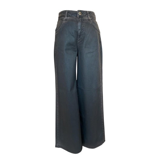 Front picture Coated finish Flare Brown Japan Denim high waist Shaft Jean for women sold at Aqualtawear