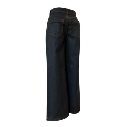 Back picture Coated finish Flare Brown Japan Denim high waist Shaft Jean for women sold at Aqualtawear