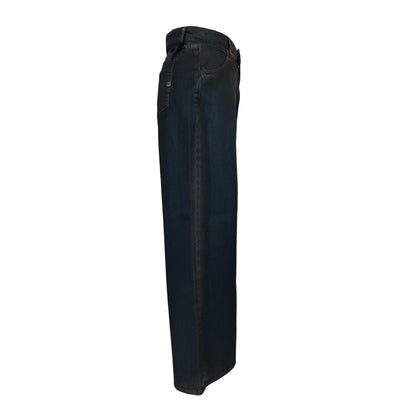 Side picture Coated finish Flare Brown Japan Denim high waist Shaft Jean for women sold at Aqualtawear