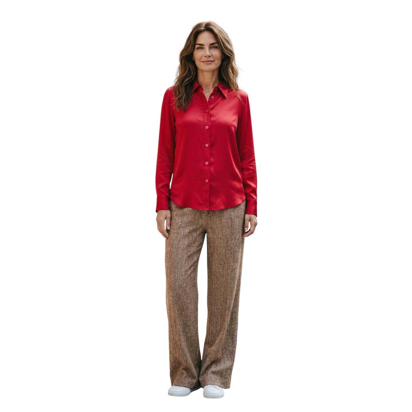 Women wearing our Collar Shirt Latia Matt Red Sand sold at Aqualta 2