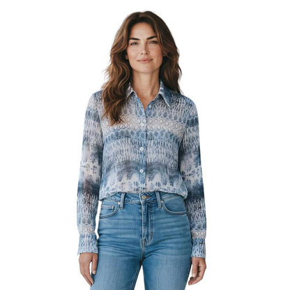 Sand Latia patterned collar shirt in navy blue sold at Aqualta