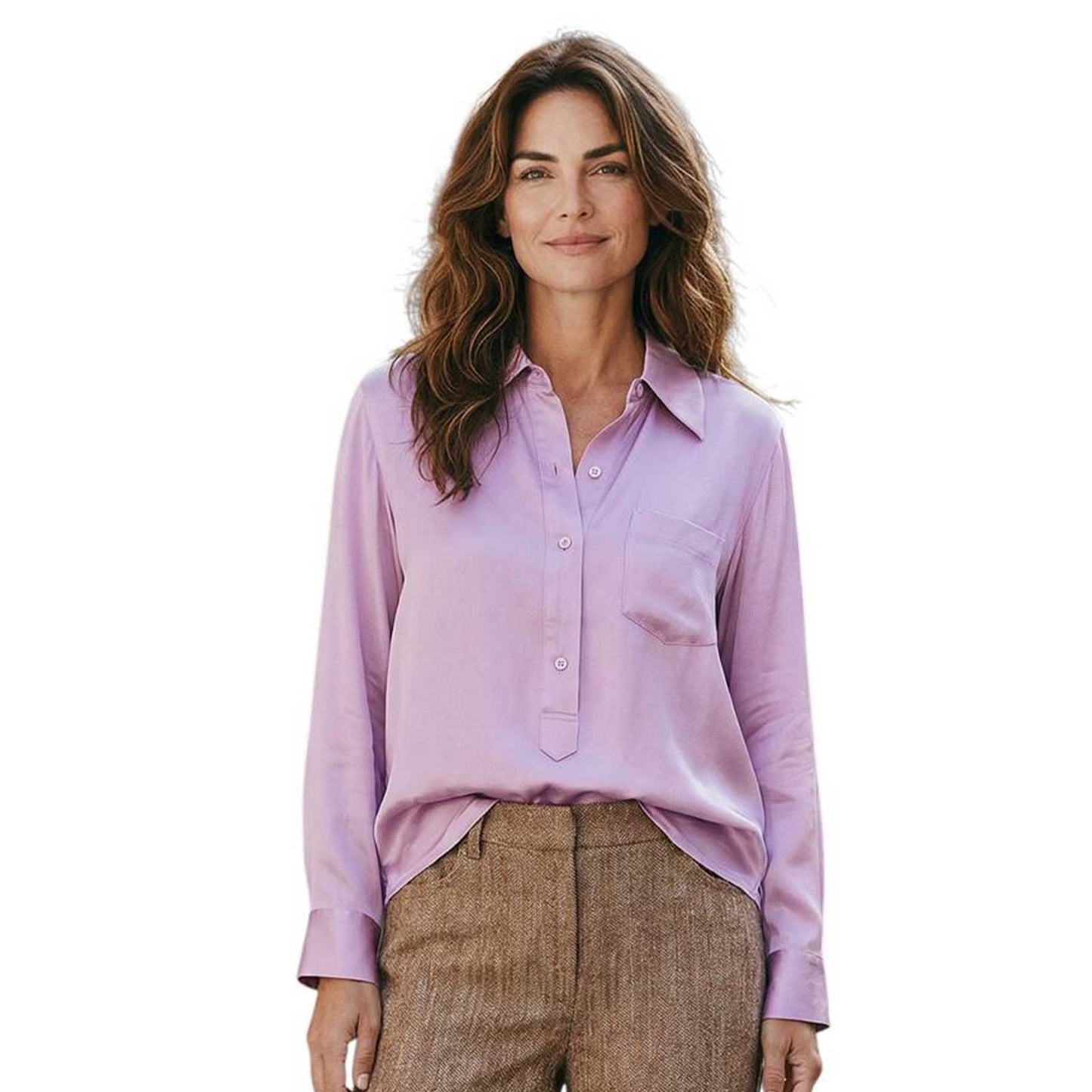 Back picture of our Collar Shirt Matt Silk Nepeta Pink Sand Sold At Aqualta 5