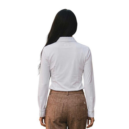 Woman wearing a Collar Shirt Skin like White caliban sold at Aqualta 2