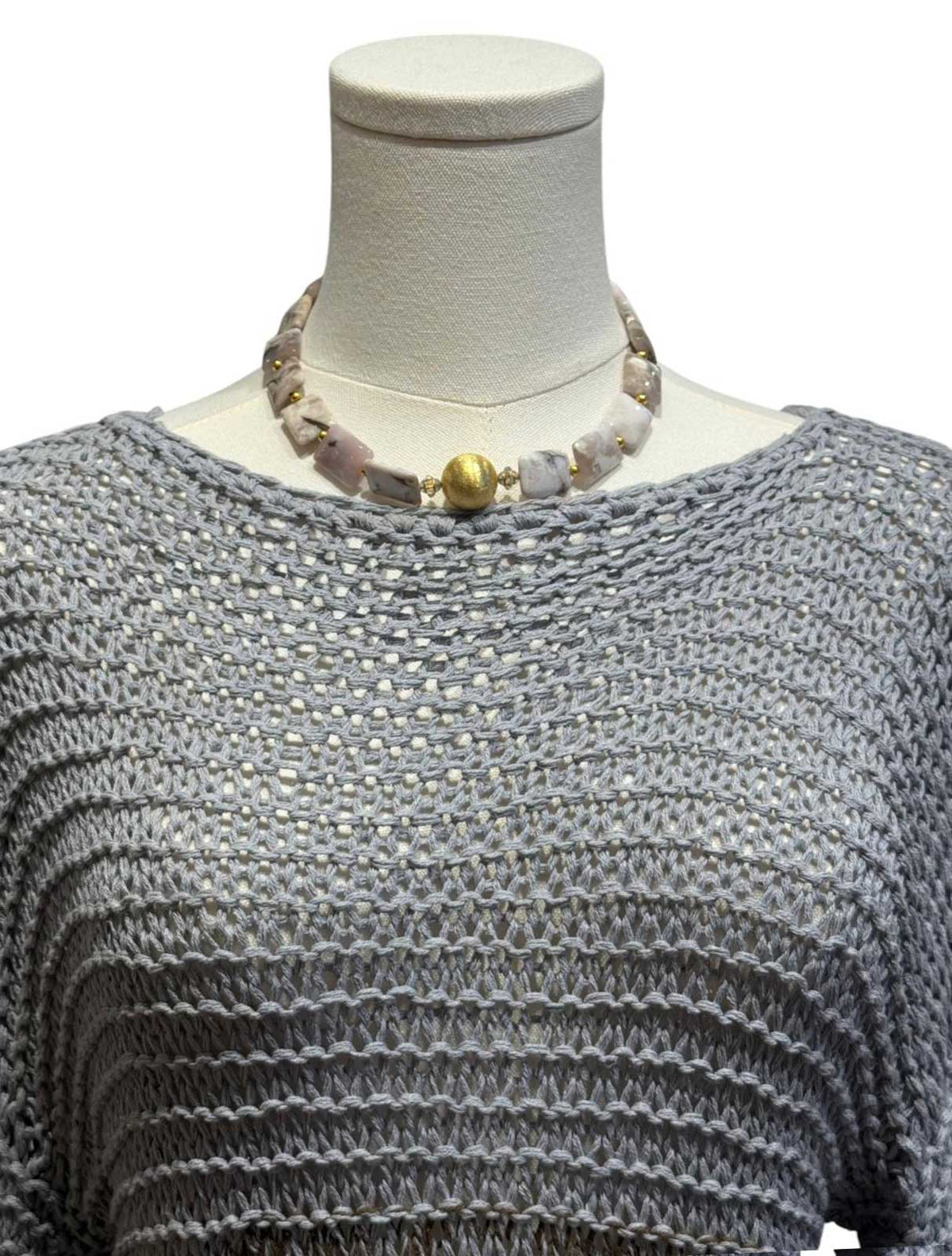 Agate and Gold Bead Collar Necklace by Peggy Goodman, available at Aqualta.
