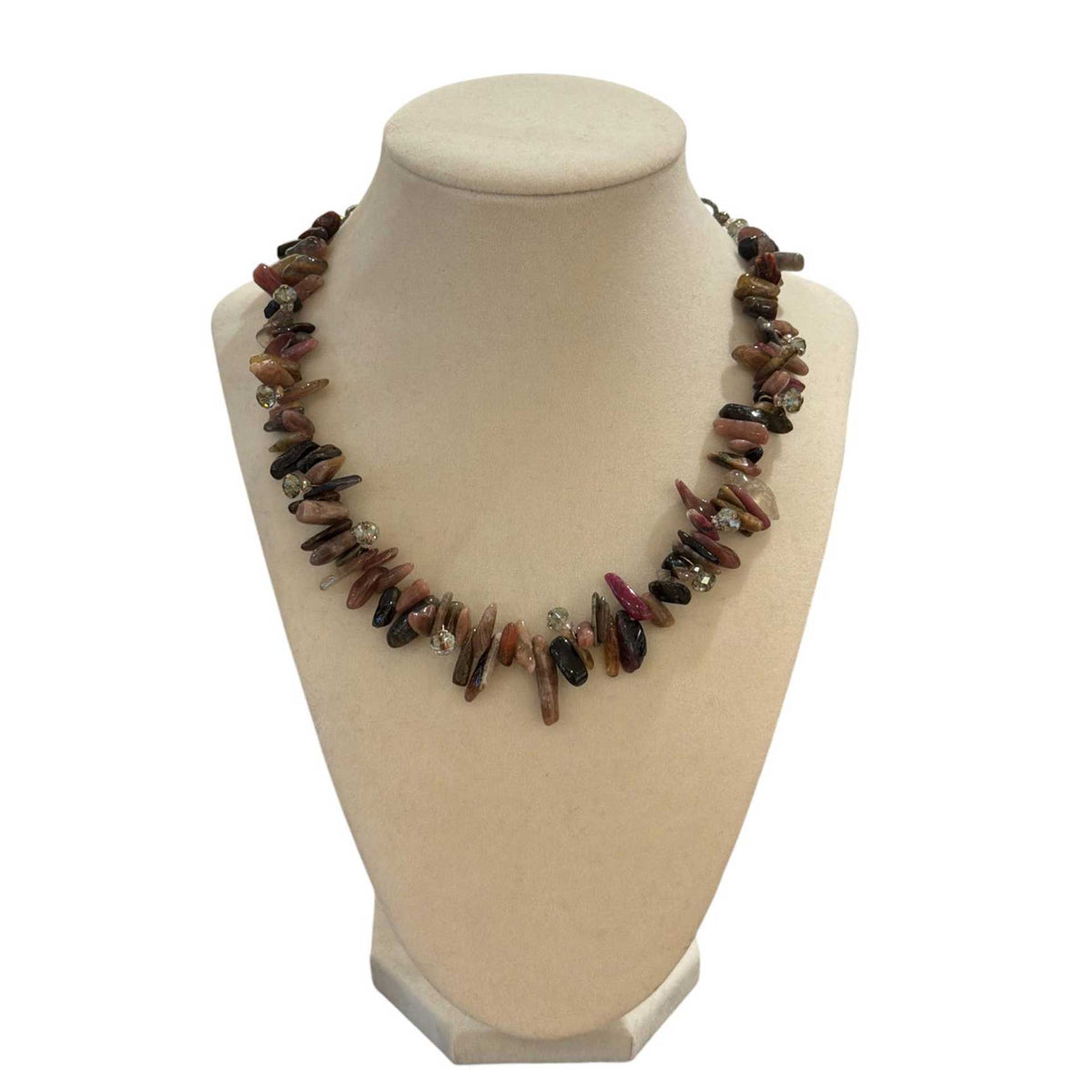 Multicolored Purple Stone Collar Necklace by Peggy Goodman, available at Aqualta.
