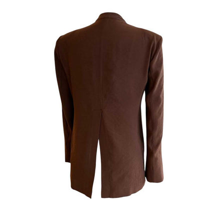 Back  picture of our Collarless V-neck Blazer Brown Goodmatch sold at Aqualta