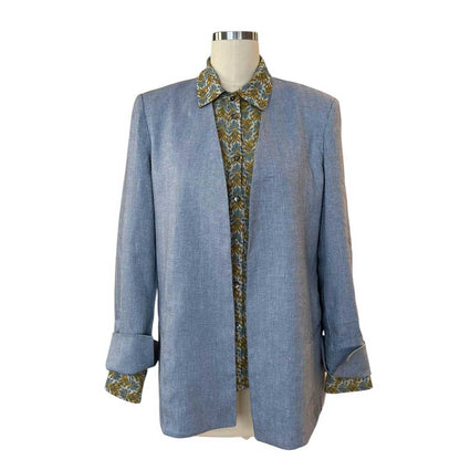 Collarless V-neck Cotton Light Blue Goodmatch sold at Aqualta