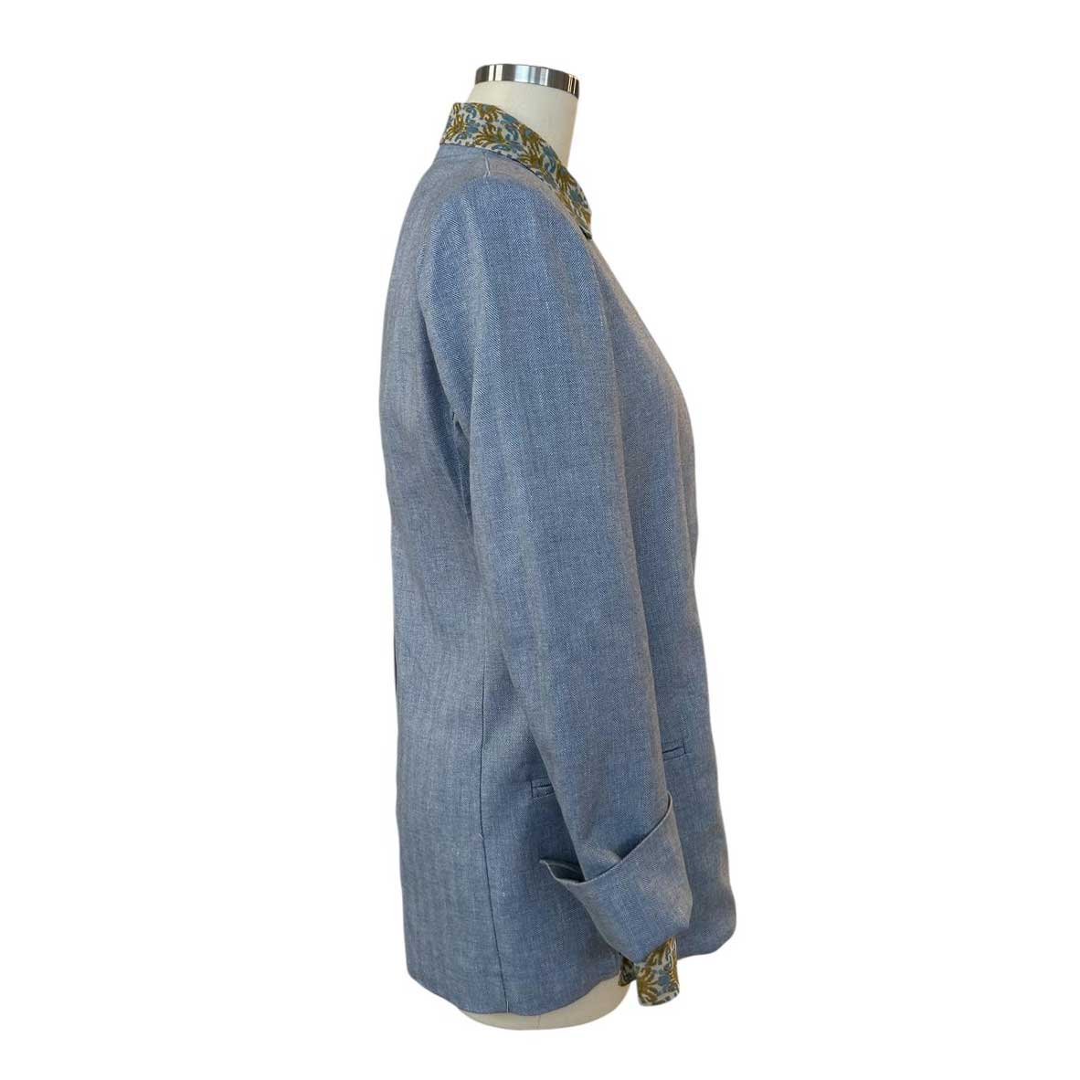 Collarless V-neck Cotton Light Blue Goodmatch sold at Aqualta 2