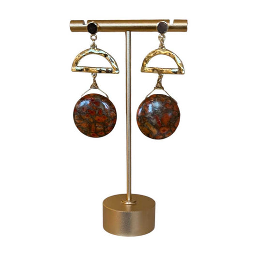 Copper Turquoise & Gold Earrings Peggy Goodman sold at Aqualta