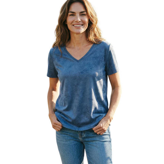 Cotton Tee V-neck straight fit Blue Goodmatch sold at Aqualta 2