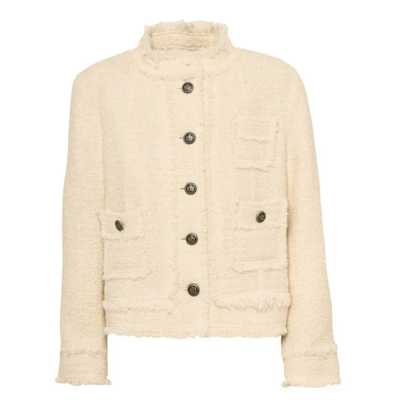 Cream Tweed Short Jacket Sand sold at Aqualta