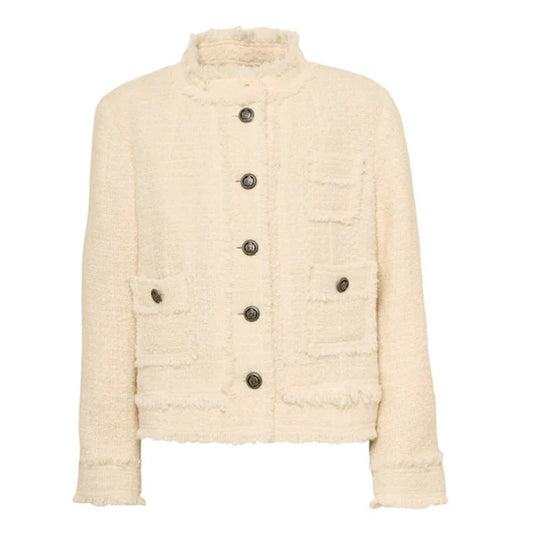 Cream Tweed Short Jacket Sand sold at Aqualta