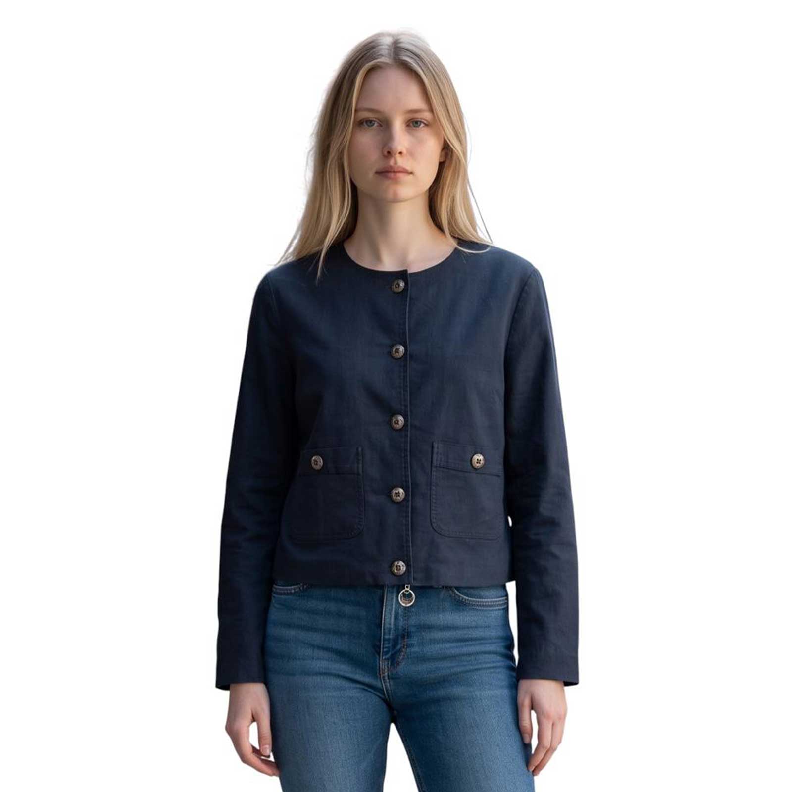 Cropped brown real leather jacket with slim-fit jeans – Aqualta