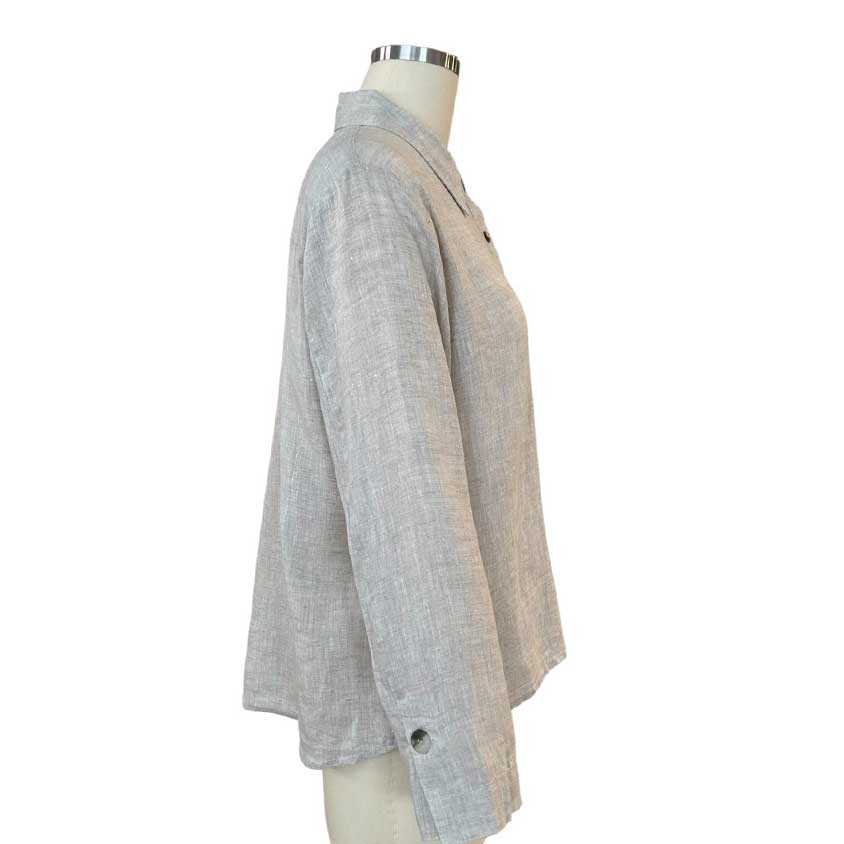 Crop Linen Shirt Sand Sand sold at Aqualta 4