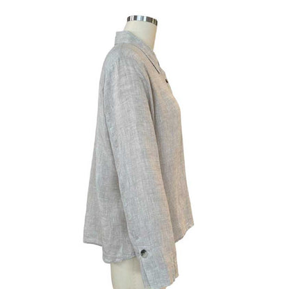 Crop Linen Shirt Sand Sand sold at Aqualta 4