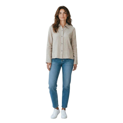 Crop Linen Shirt Sand Sand sold at Aqualta 2