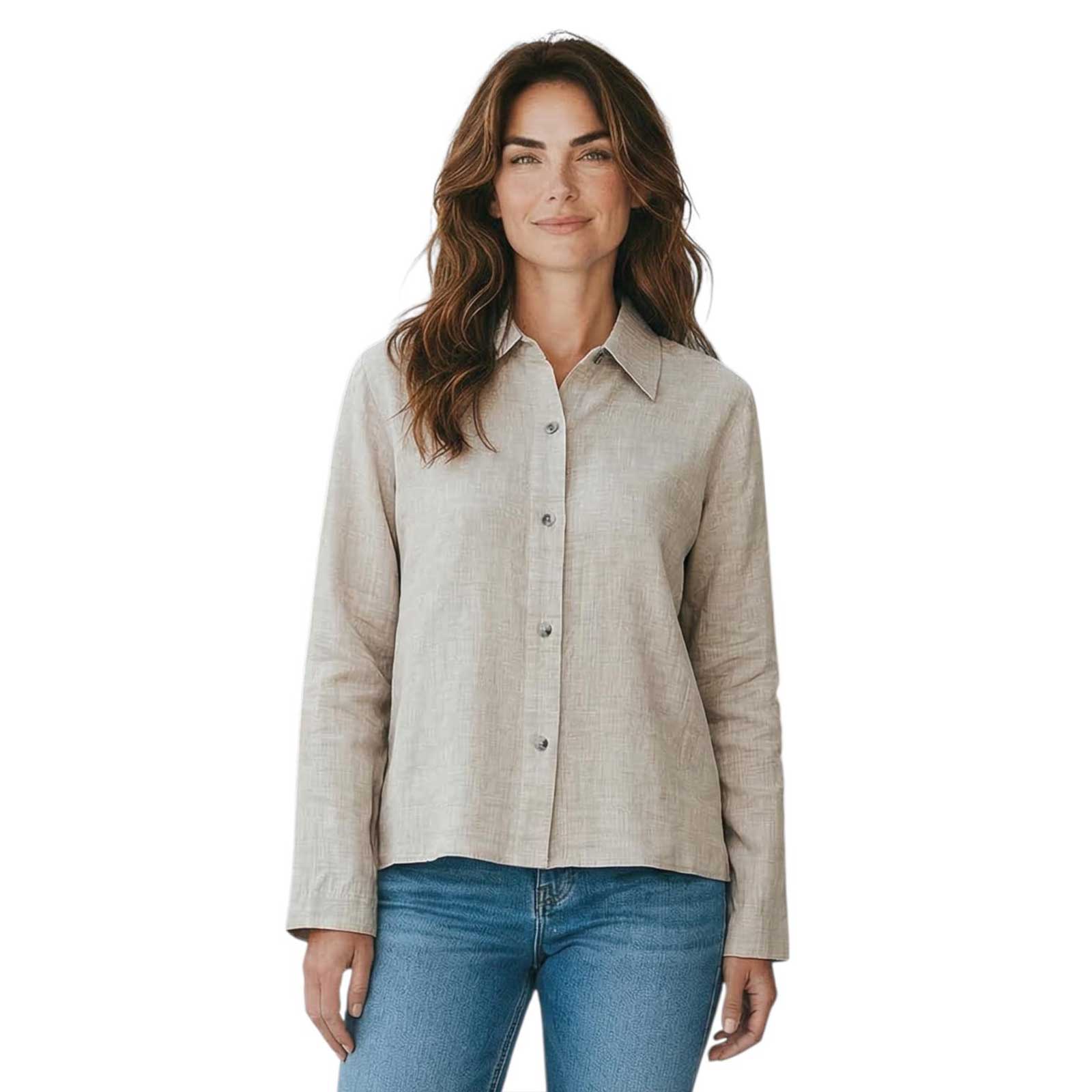 Crop Linen Shirt Sand Sand sold at Aqualta