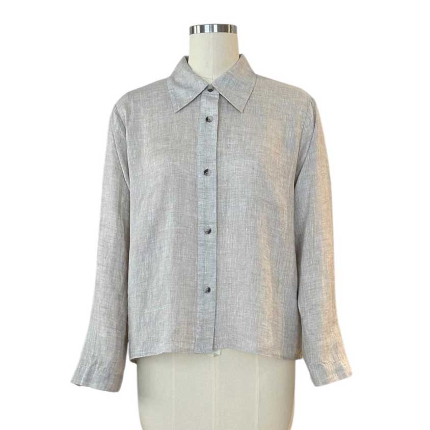 Crop Linen Shirt Sand Sand sold at Aqualta 3