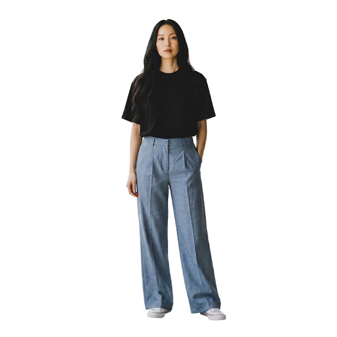Cuffed Pleated Pants Light Blue Goodmatch sold at Aqualta 4