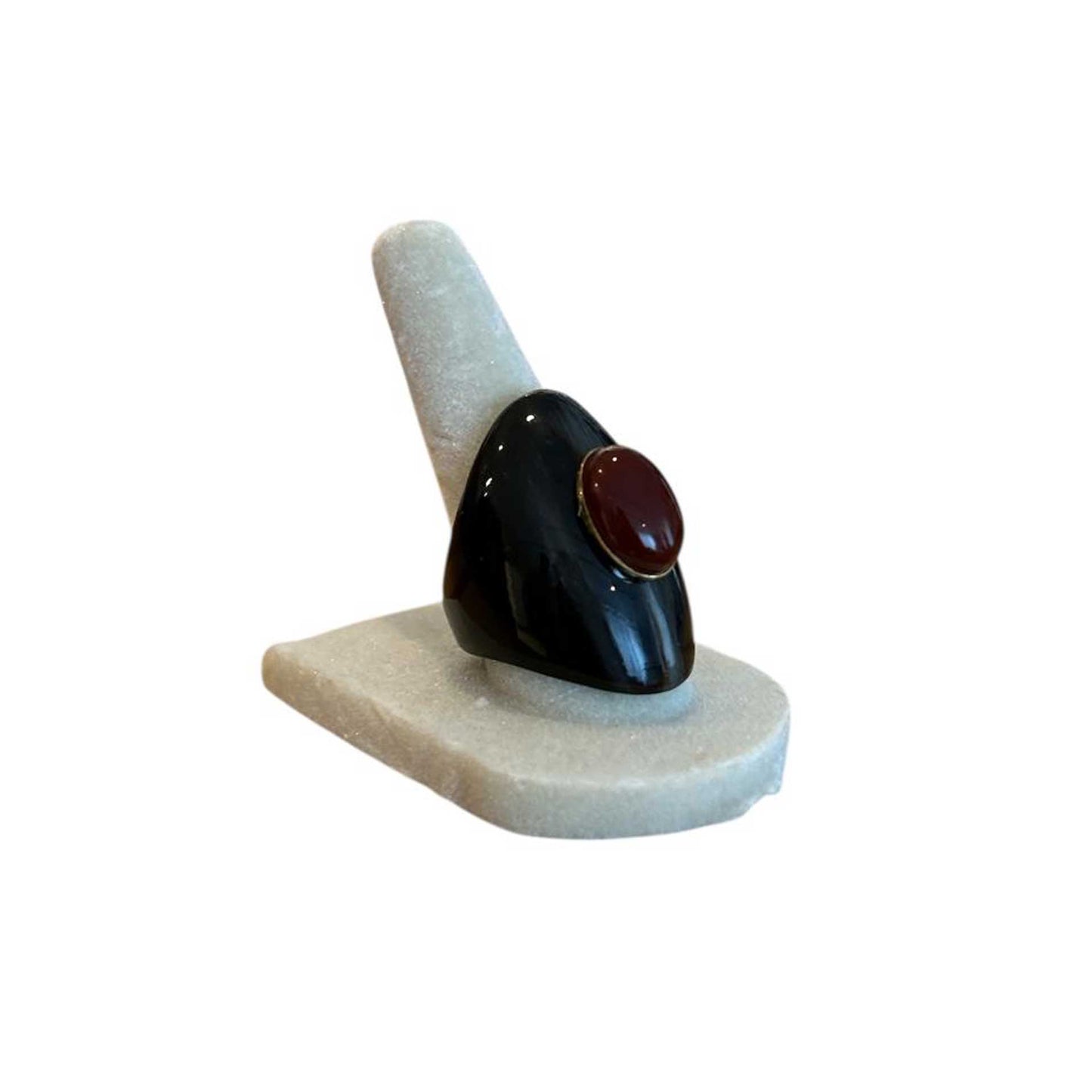Dark Horn Ring with Red Agate stone Peggy Goodman sold at Aqualta 3