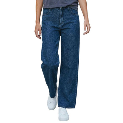 Denim Mid waist dark Blue Jacquard print Shaft Jean sold at Aqualta 4