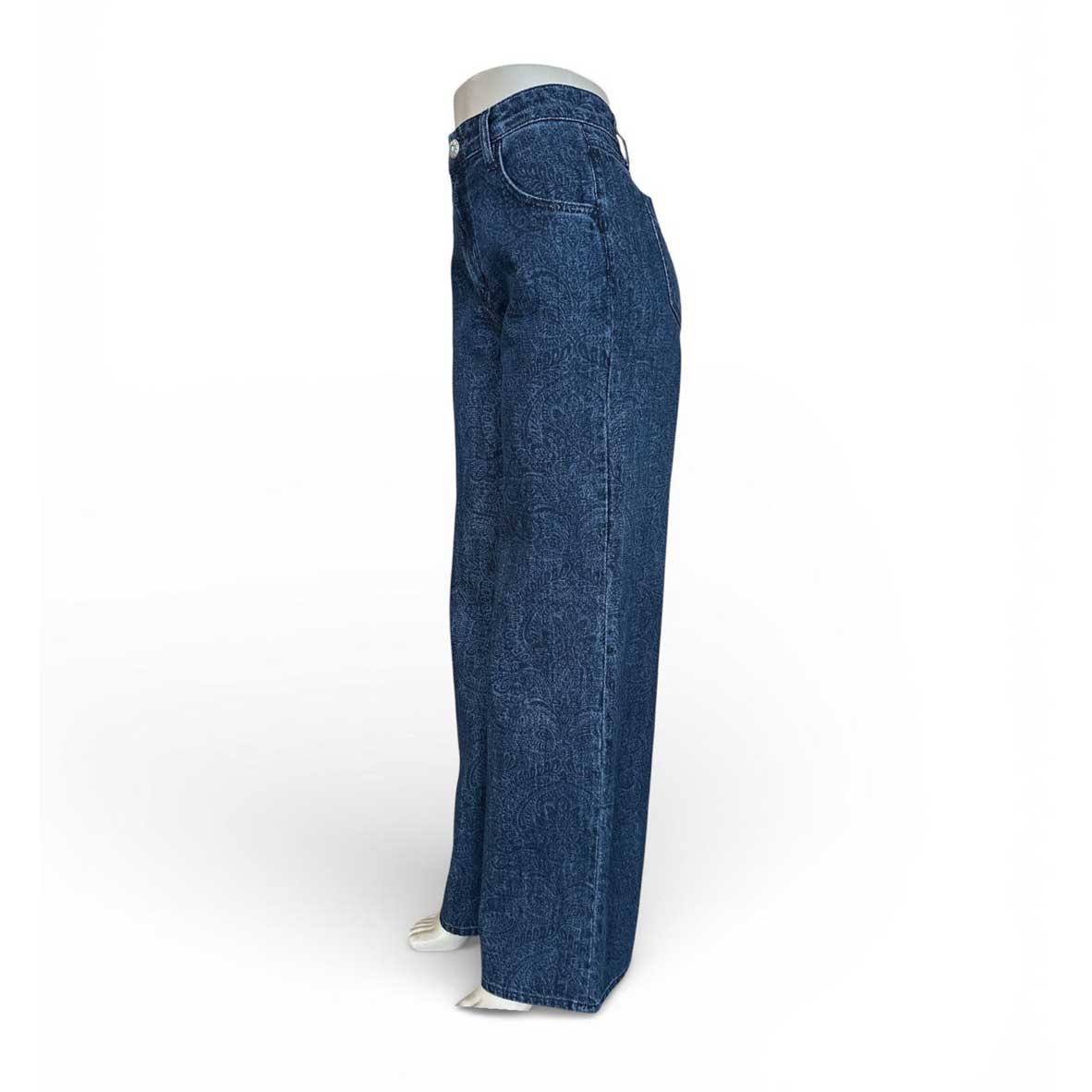 Denim Mid waist dark Blue Jacquard print Shaft Jean sold at Aqualta 2