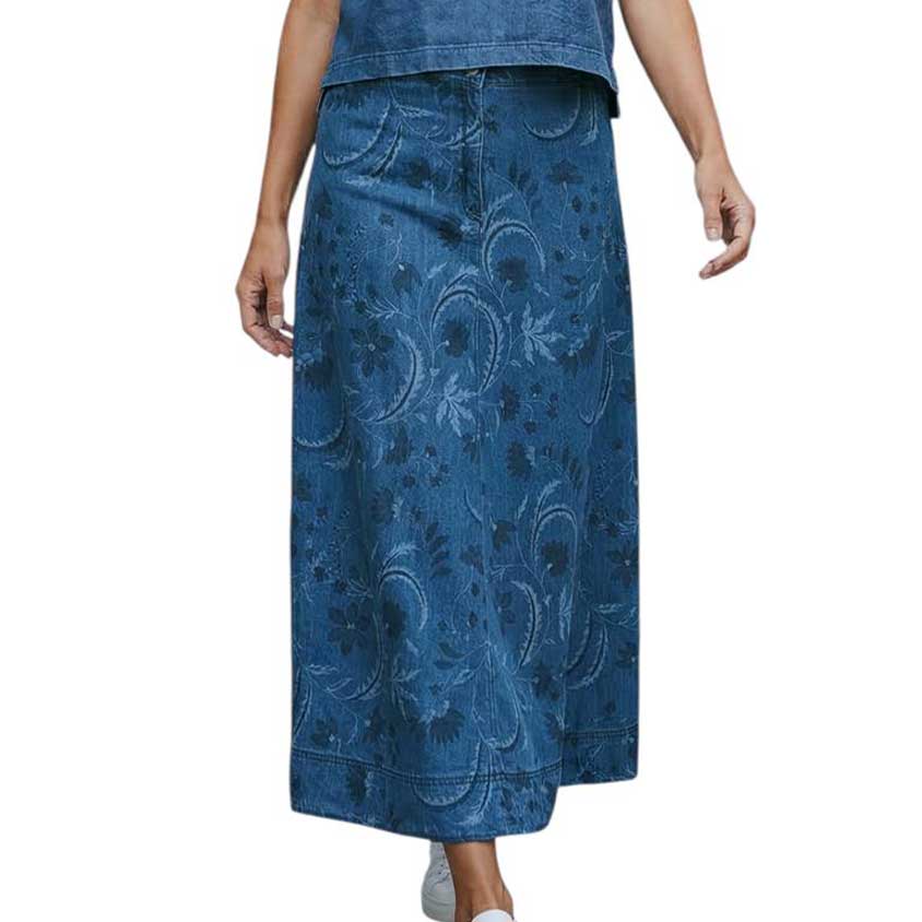 Denim Skirt Mid waist print Shaft Jean sold at Aqualta 2