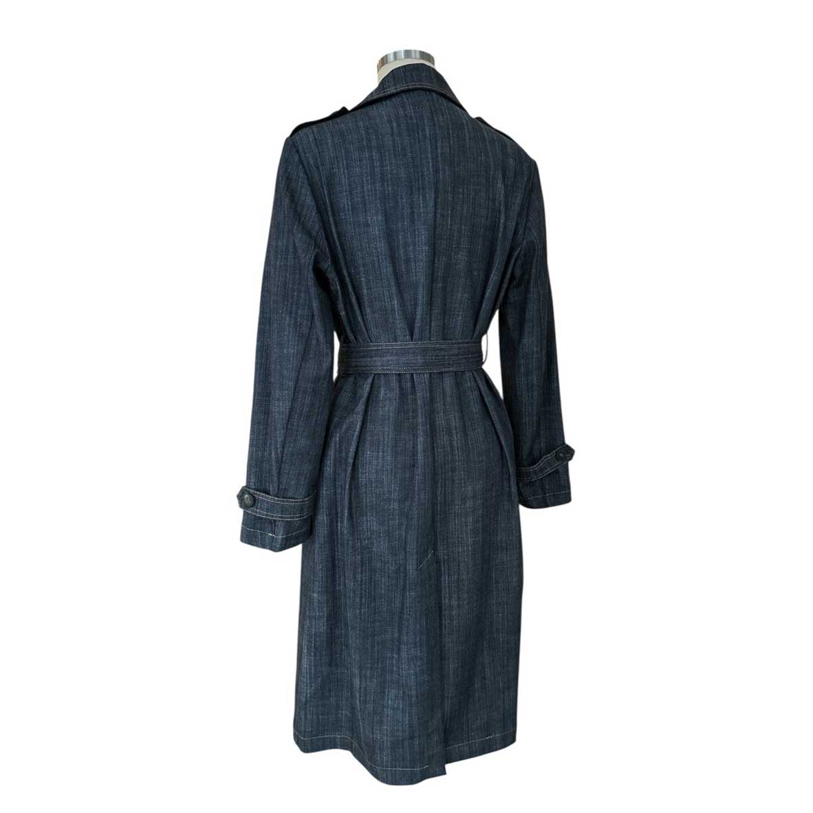 Back Picture of our Double Breast Denim Trench Goodmatch sold at Aqualta