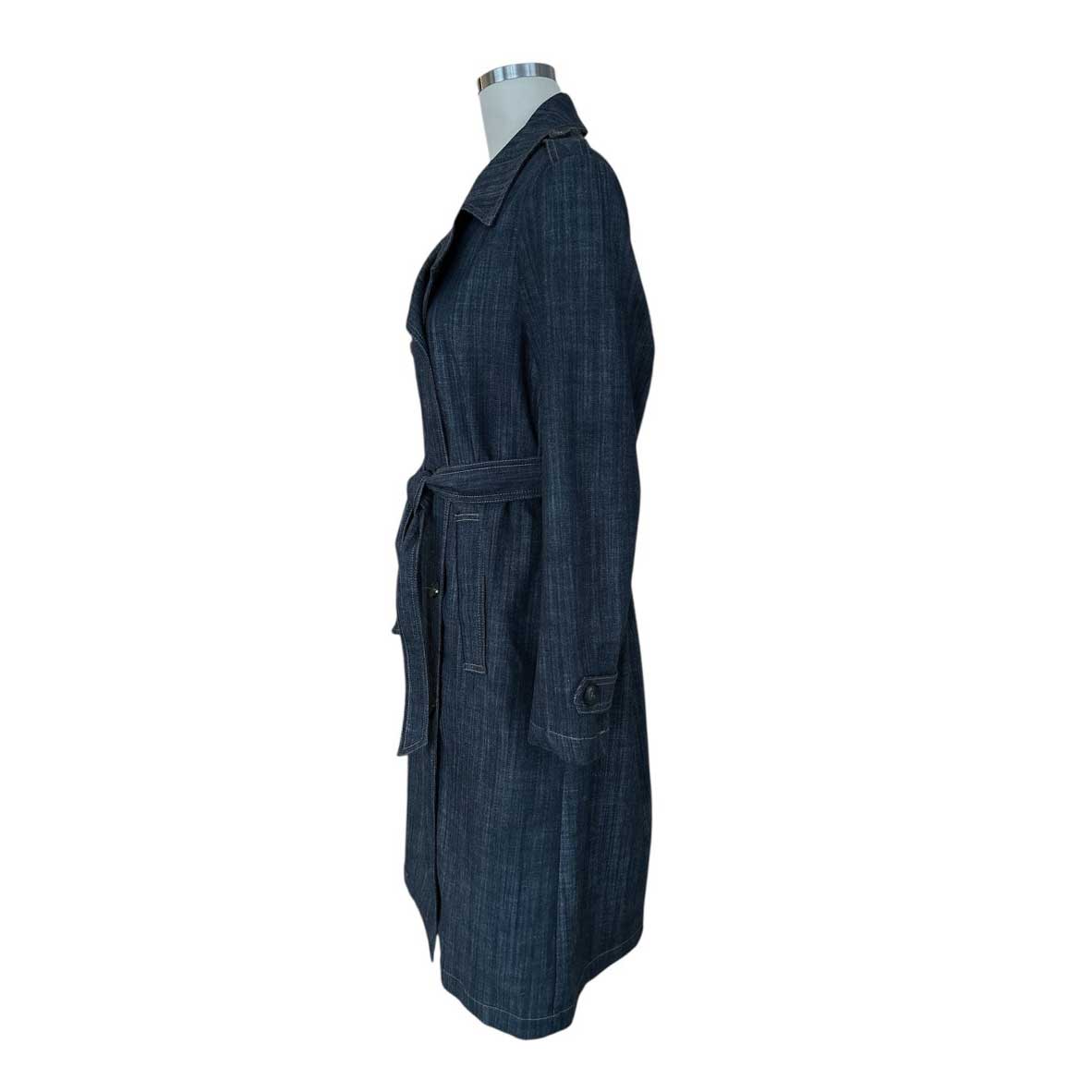Side Picture of our Double Breast Denim Trench Goodmatch sold at Aqualta