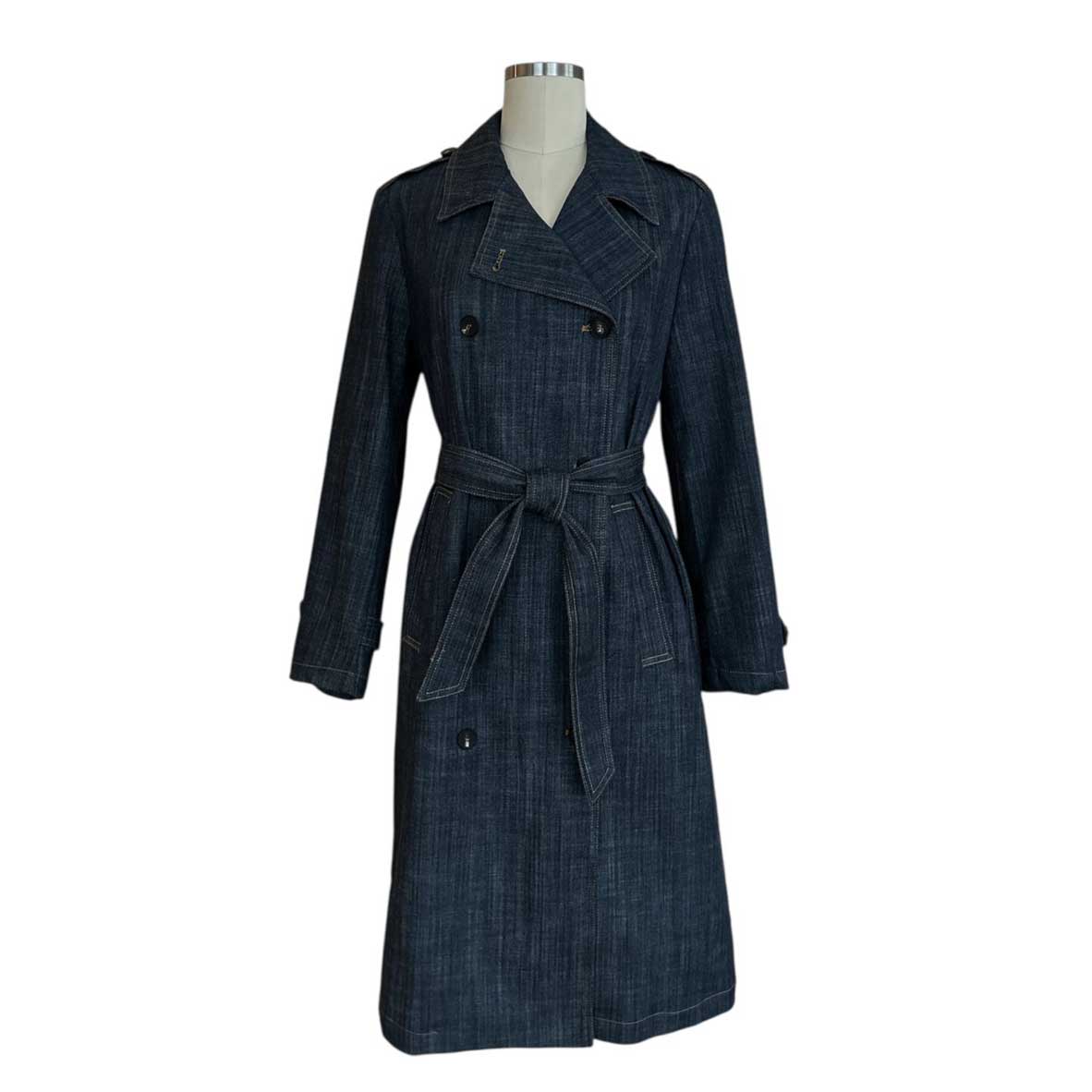 Front Picture of our Double Breast Denim Trench Goodmatch sold at Aqualta