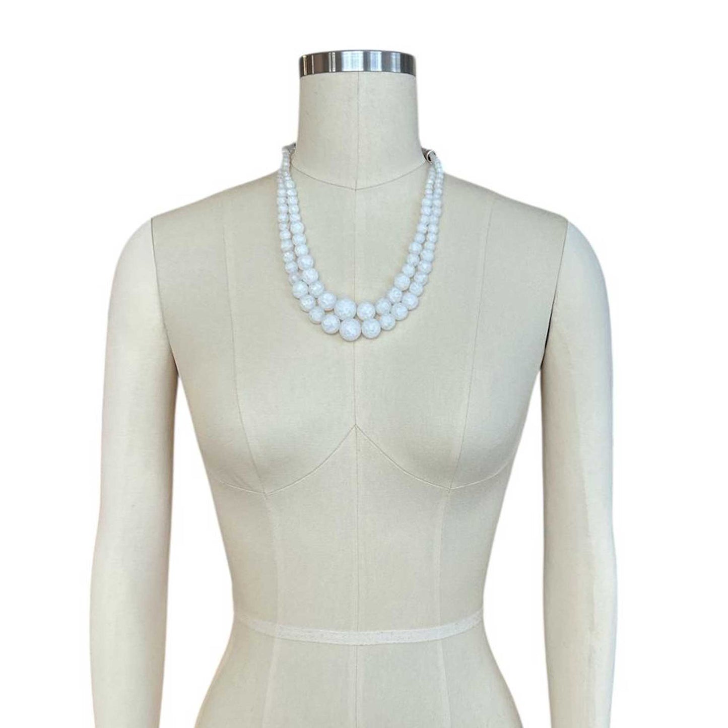Double Strand White crackle beads with Silver Necklace Peggy Goodman sold at Aqualta 2