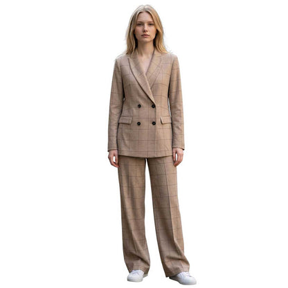 Double breast Jersey Blazer Tartan Cream Goodmatch sold at Aqualta 3