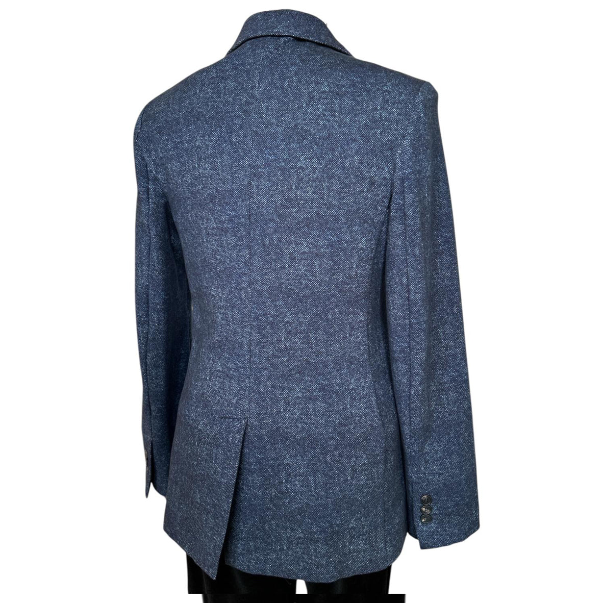 Back picture of our Double breast Warm Jersey Blazer Tweed Blue Goordmatch sold at Aqualta