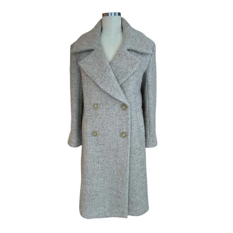 Double breasted Lapel White Coat Sand sold at Aqualta