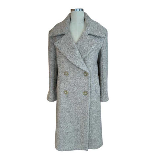Double breasted Lapel White Coat Sand sold at Aqualta
