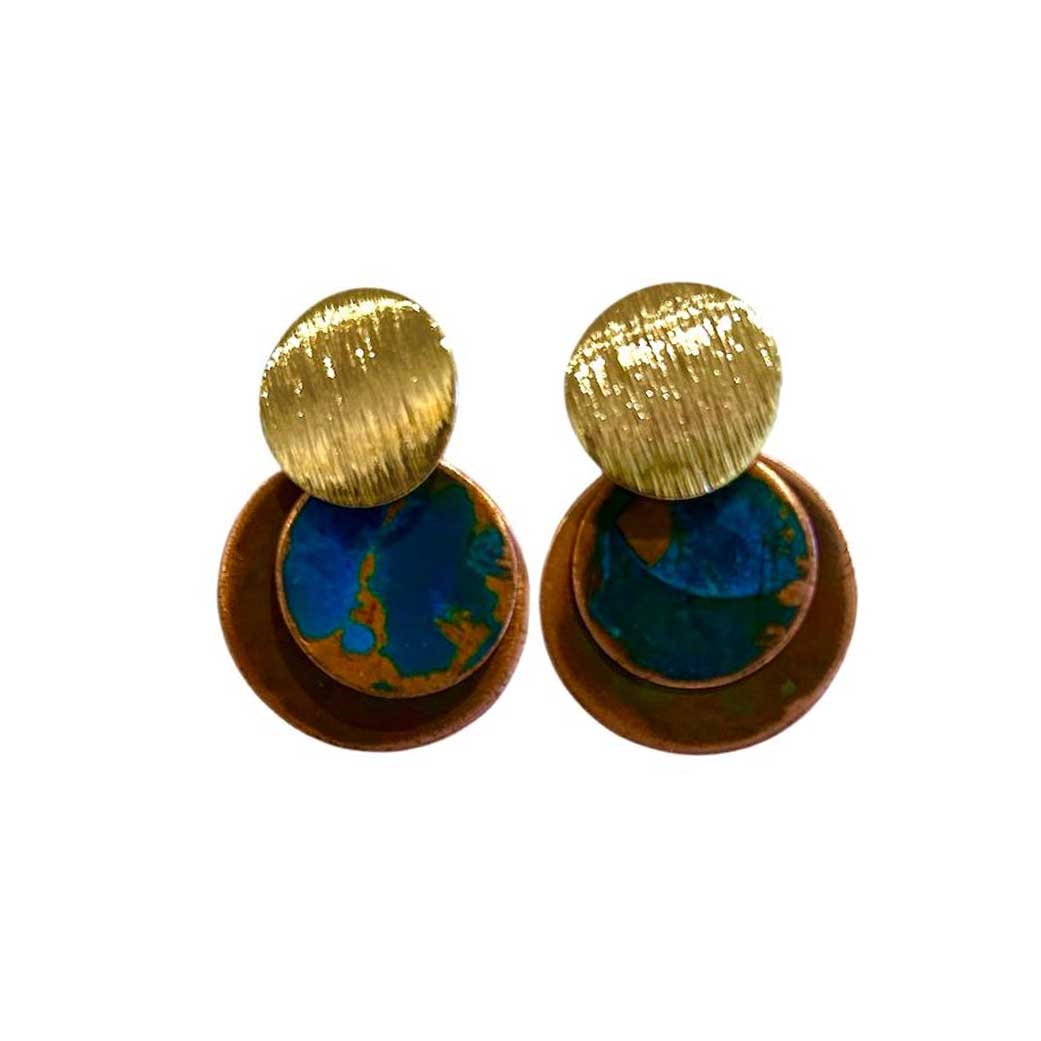 Earrings Geometric Brass & Copper Small Basic Round Hoiko sold at Aqualta