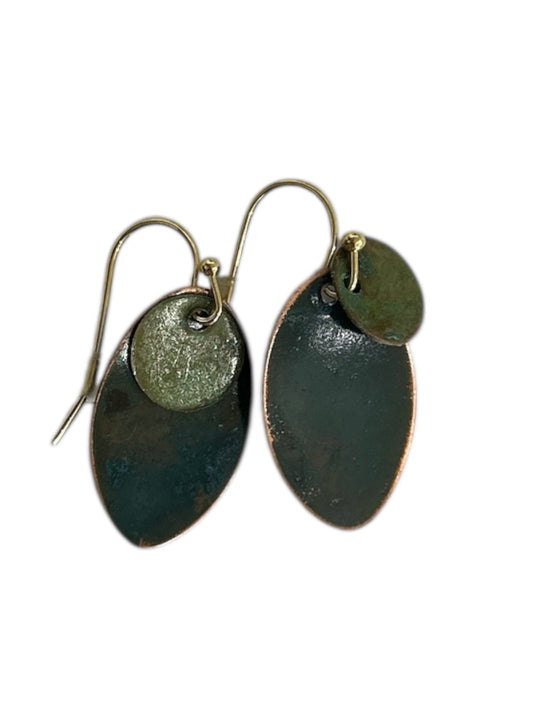 Earrings Geometric Brass & Copper Mini Ovali Hoiko Sold at Aqualta