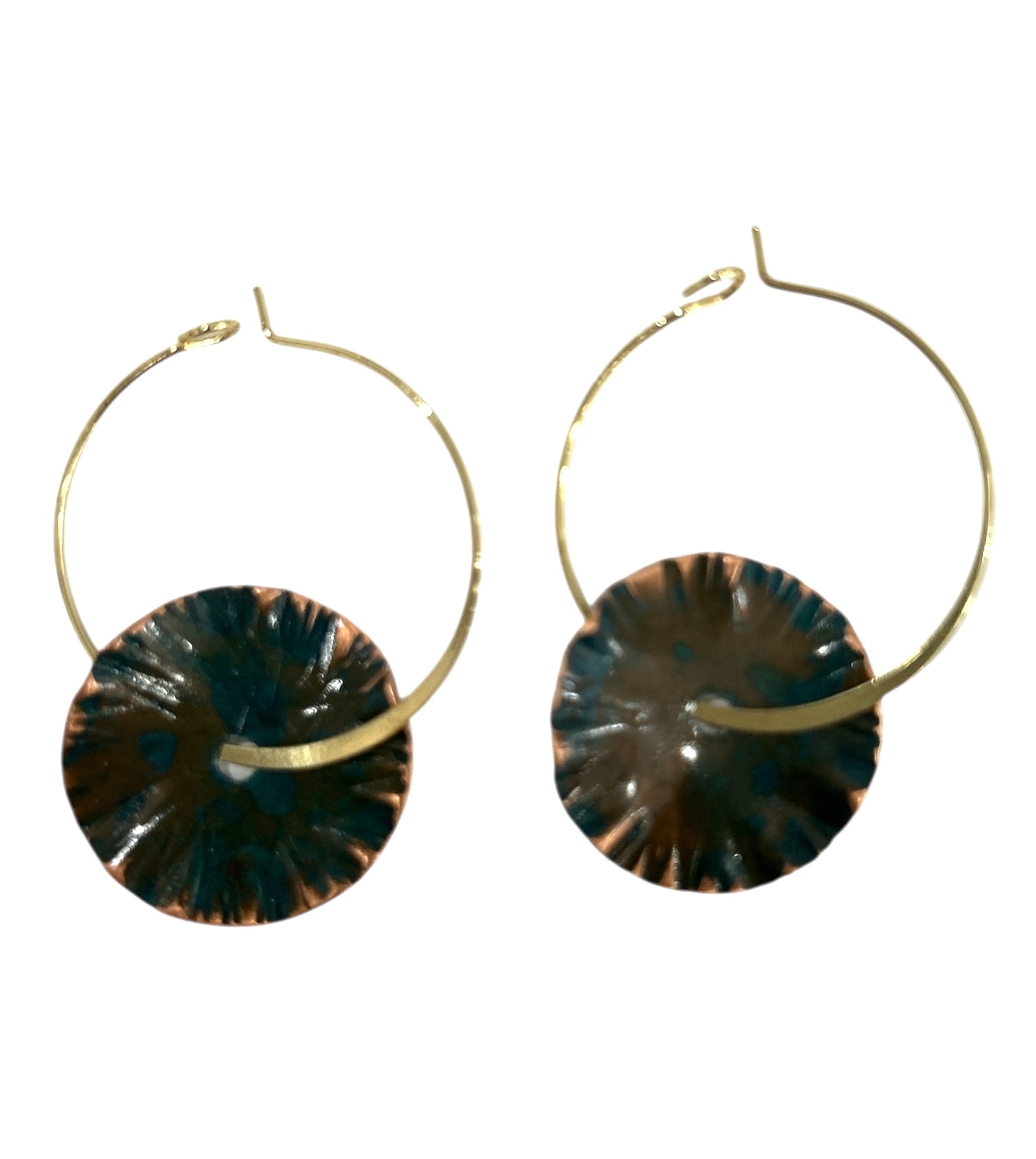 Earrings Geometric Brass & Copper Pupilla Hoiko sold at Aqualta