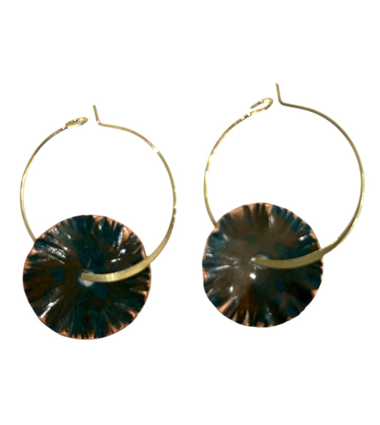 Earrings Geometric Brass & Copper Pupilla Hoiko sold at Aqualta