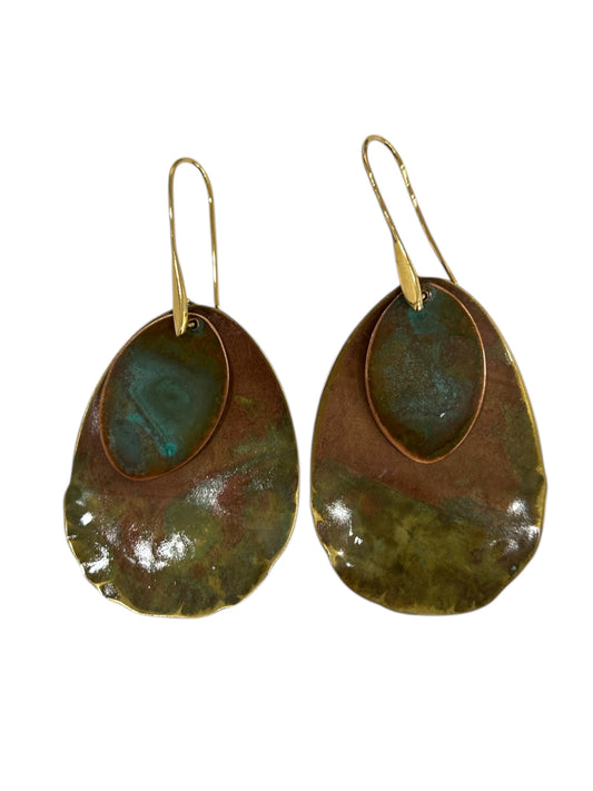 Earrings Geometric Brass & Copper Lulu Hoiko sold at Aqualta