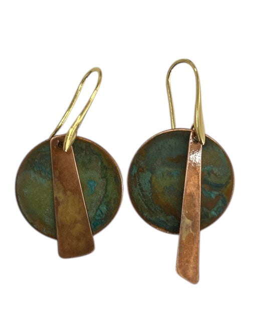 Earrings Geometric Brass & Copper Luna Hoiko sold at Aqualta