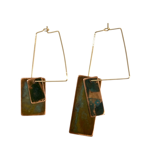Earrings Geometric Brass & Copper Martina Hoiko sold at Aqualta