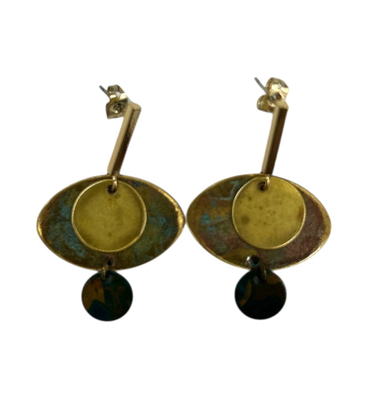 Earrings Geometric Brass & Copper Milano Hoiko sold at Aqualta
