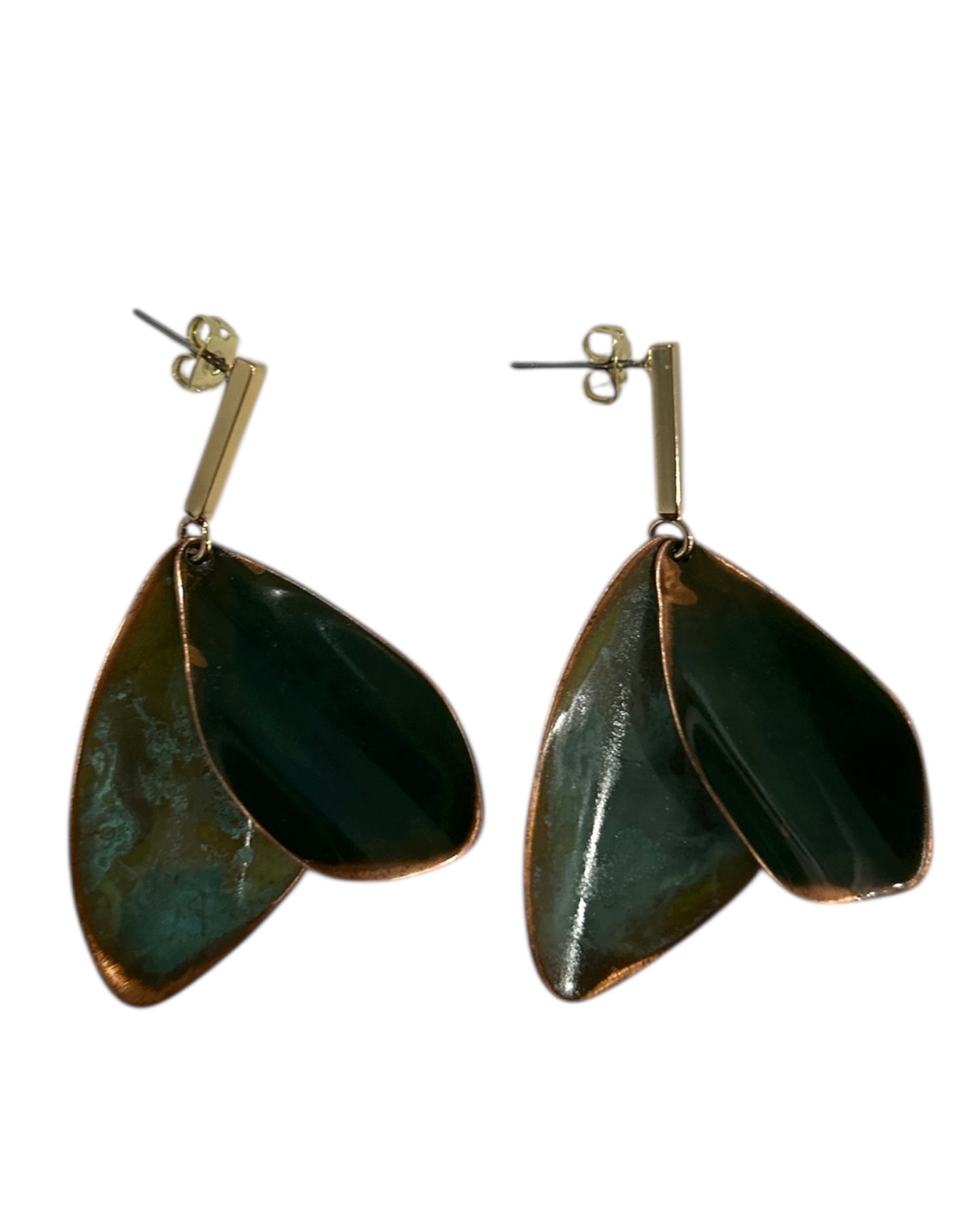 Earrings Geometric Brass & Copper Mira Mare Hoiko sold at Aqualta